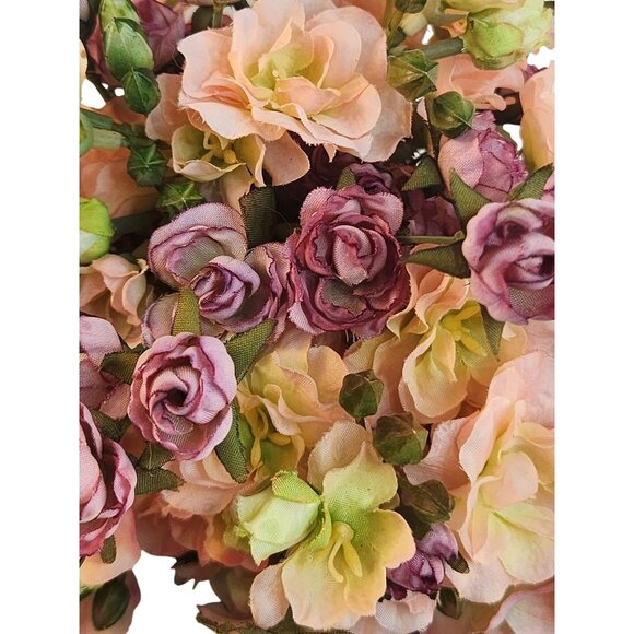 Purple Lavender Rose & Pink Geranium Faux 20-Stem Hand-Tied Bouquet - Picture 4 of 10